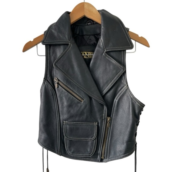 Danier Jackets & Blazers - Danier Leather Black Biker Vest Size XS